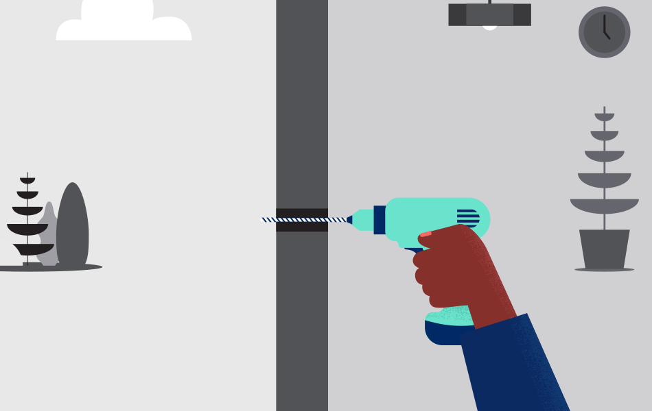 An image showing how a drill is used during the full fibre broadband installation process.