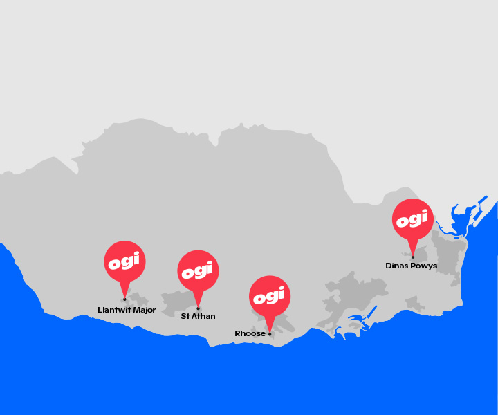 Illustrated map showing towns and villages in the Vale of Glamorgan