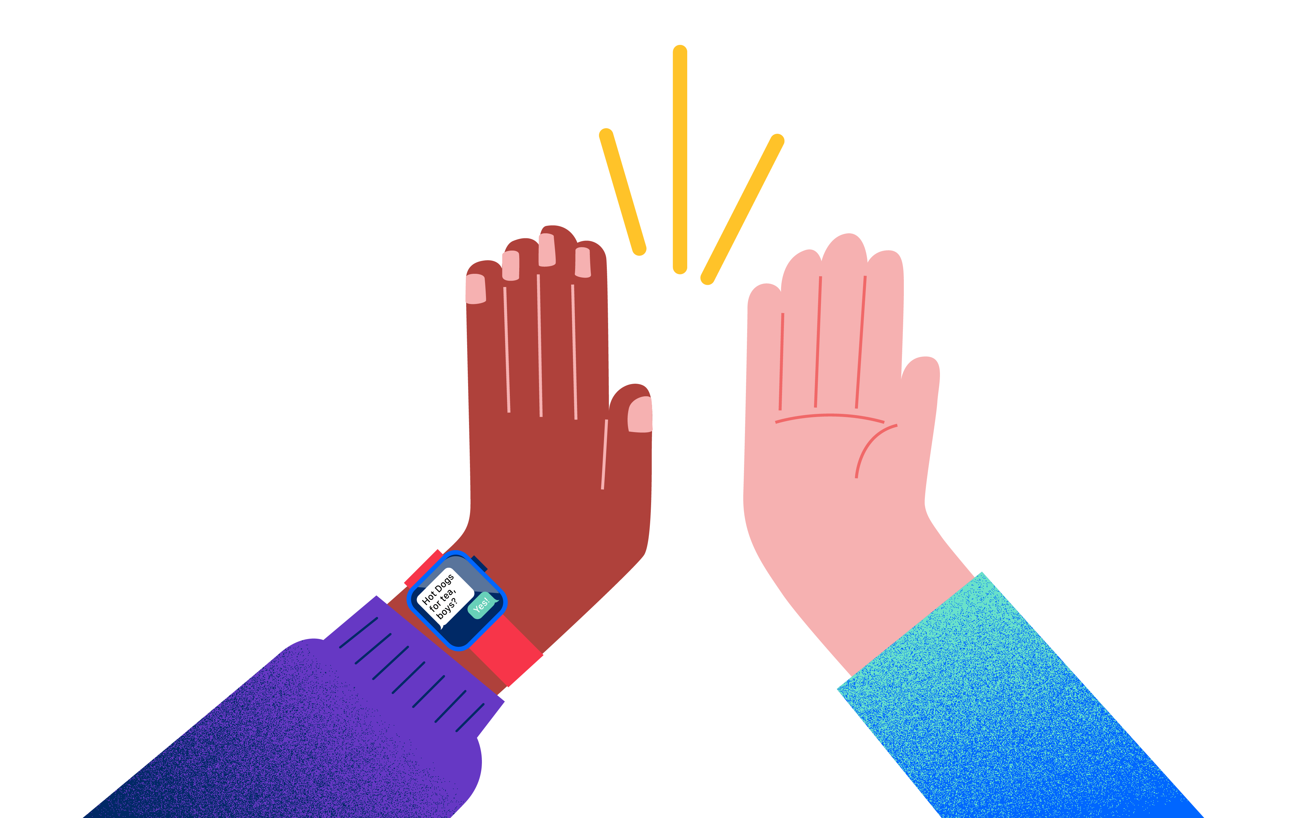 two hands high fiving)